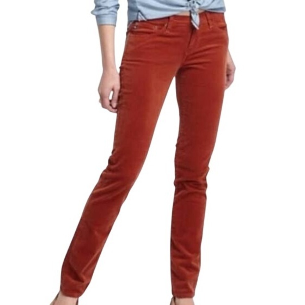 Adriano Goldschmied The Stevie Slim Straight Cotton Blend Corduroy Pant Rust 28R